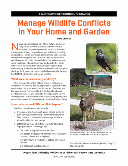 WSU Extension Publications|Manage Wildlife Conflicts in Your Home and Garden