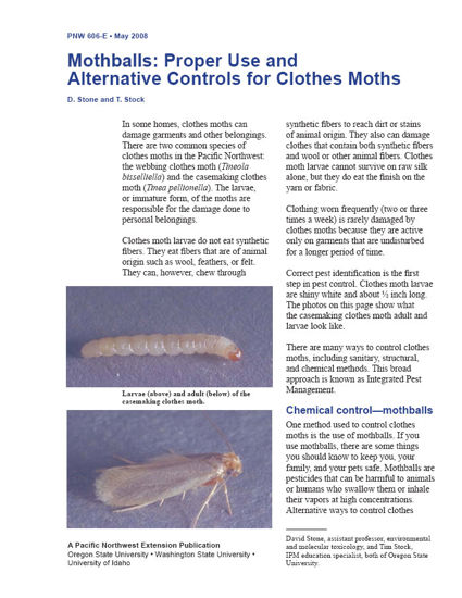 WSU Extension PublicationsMothballs: Proper Use and Alternative Controls  for Clothes Moths