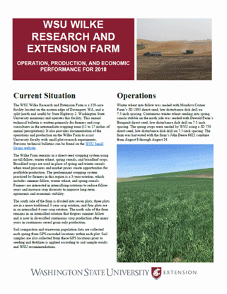 Picture of WSU Wilke Research and Extension Farm Operation, Production, and Economic Performance for 2018