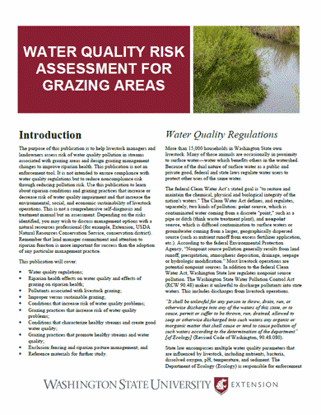 Picture of Water Quality Risk Assessment for Grazing Areas
