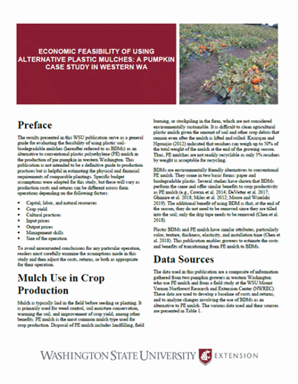 Imagen de Economic Feasibility of Using Alternative Plastic Mulches: A Pumpkin Case Study in Western Washington