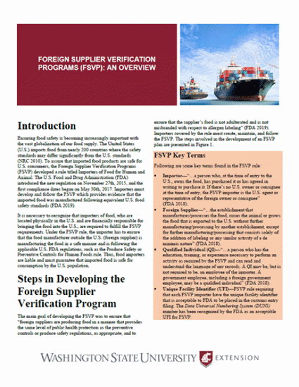 Imagen de Foreign Supplier Verification Programs (FSVP): An Overview