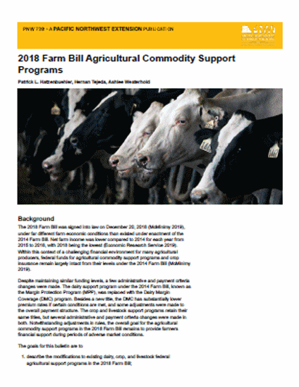 Imagen de 2018 Farm Bill Agricultural Commodity Support Programs