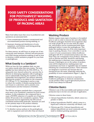 Picture of Food Safety Considerations for Postharvest Washing of Produce and Sanitation of Packing Areas, Equipment, and Tools