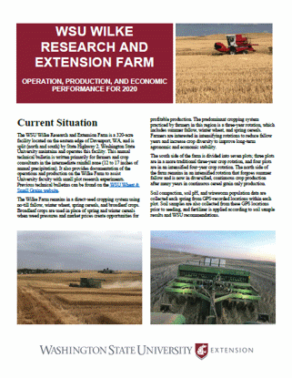 Picture of WSU Wilke Research and Extension Farm Operation, Production, and Economic Performance for 2020