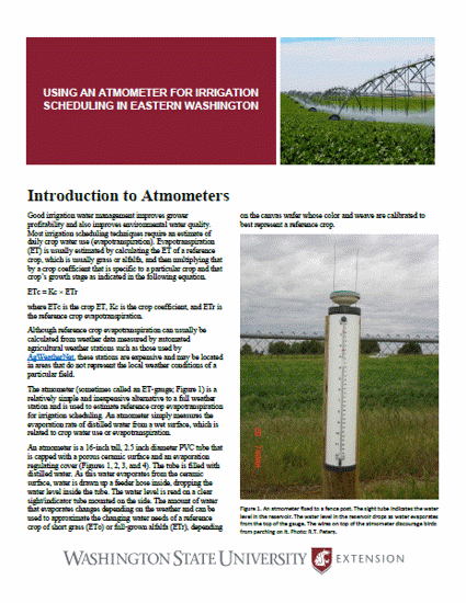 Picture of Using an Atmometer for Irrigation Scheduling in Eastern Washington