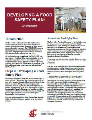 Imagen de Developing a Food Safety Plan: An Overview