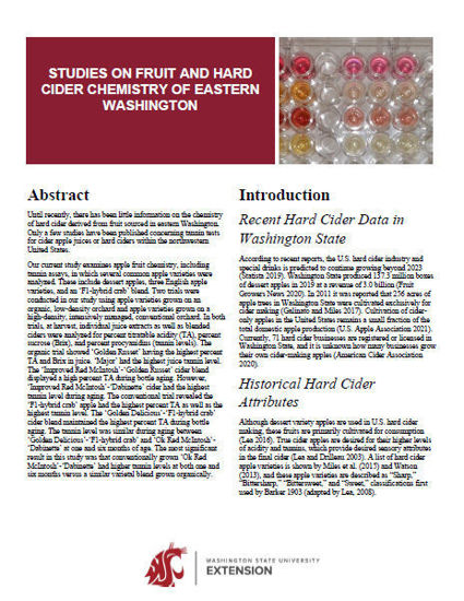 Imagen de Studies on Fruit and Hard Cider Chemistry of Eastern Washington