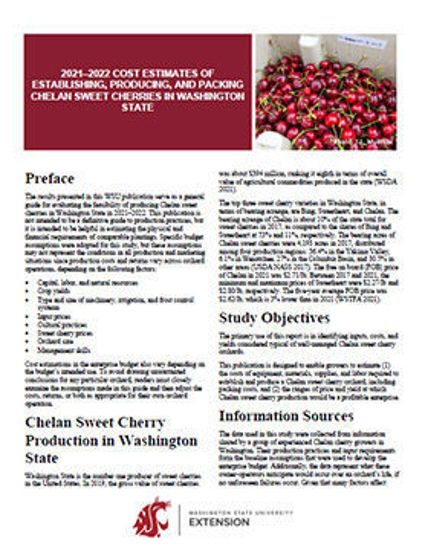 Imagen de 2021-2022 Cost Estimates of Establishing, Producing, and Packing Chelan Sweet Cherries in Washington State