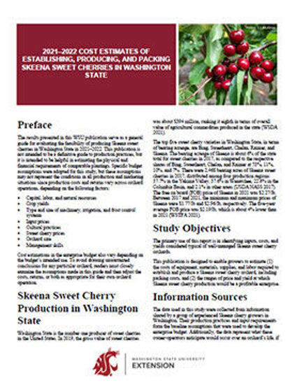 Imagen de 2021-2022 Cost Estimates of Establishing, Producing, and Packing Skeena Sweet Cherries in Washington State