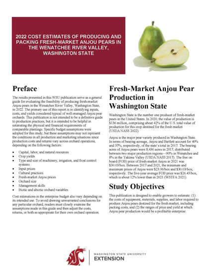 Imagen de 2022 Cost Estimates of Producing, and Packing Fresh-Market Bartlett Pears in South Washington