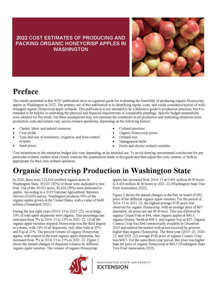 Picture of 2022 Cost Estimates of Producing and Packing Organic Honeycrisp Apples in Washington