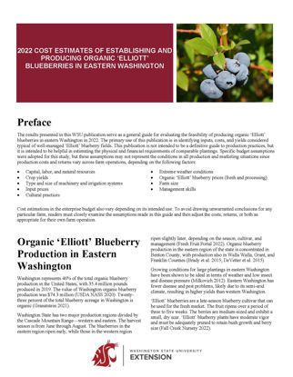 Picture of 2022 Cost Estimates of Establishing and Producing Organic 'Elliott' Blueberries in Eastern Washington