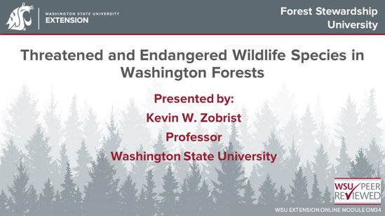 Picture of Threatened and endangered wildlife species in Washington forests - Forest Stewardship University
