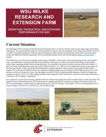 Picture of WSU Wilke Research and Extension Farm Operation, Production, and Economic Performance for 2023