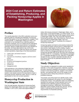 Picture of 2024 Cost Estimates of Establishing, Producing, and Packing Honeycrisp Apples in Washington State